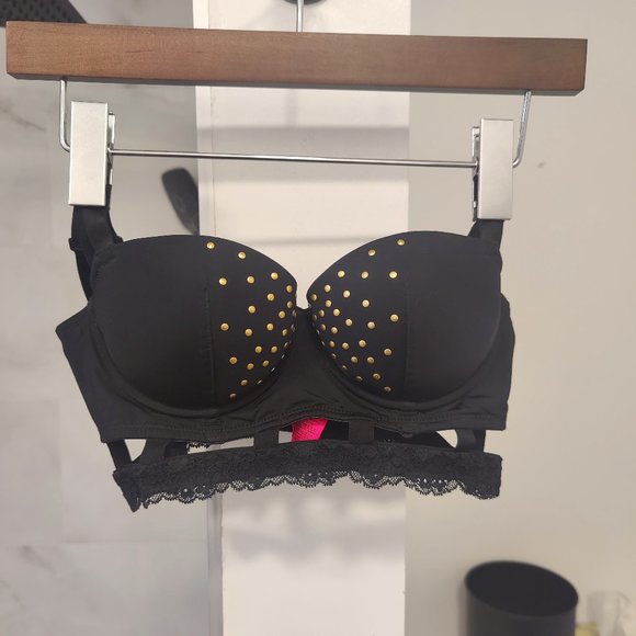 La Senza Black with Gold Studs Longline Bra - 34B - Picture 1 of 4